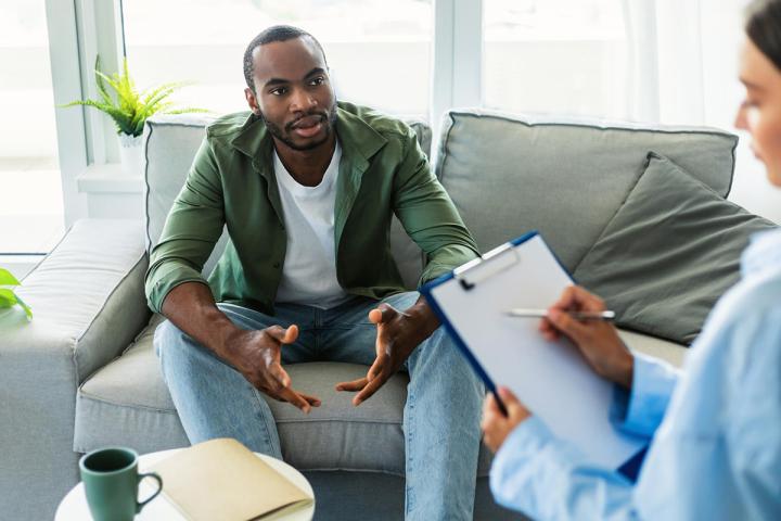 Man at counseling appointment